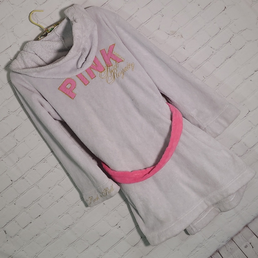 2006 Victorias Secret PINK Rock Royalty Plush Embroidered White Robe XS/S